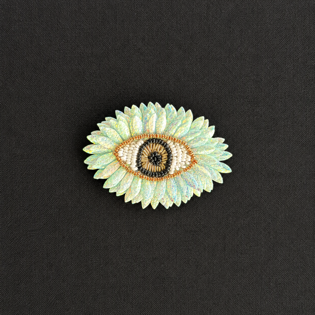 Hypnotic Halo — Handmade Beaded Eye Statement Brooch