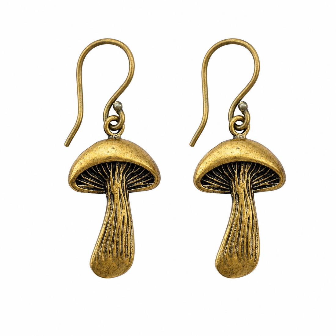 Brass Mushroom Statement Earrings