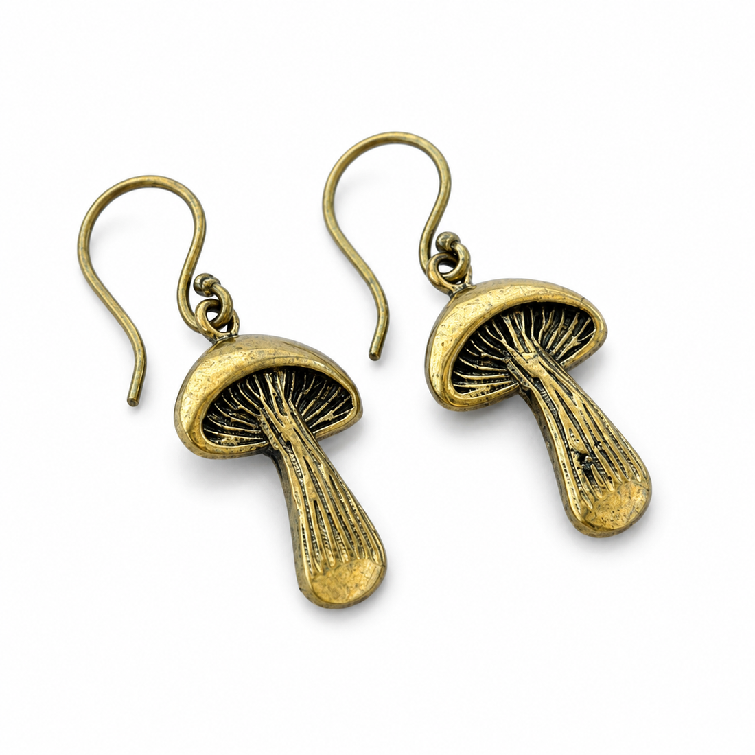 Brass Mushroom Statement Earrings