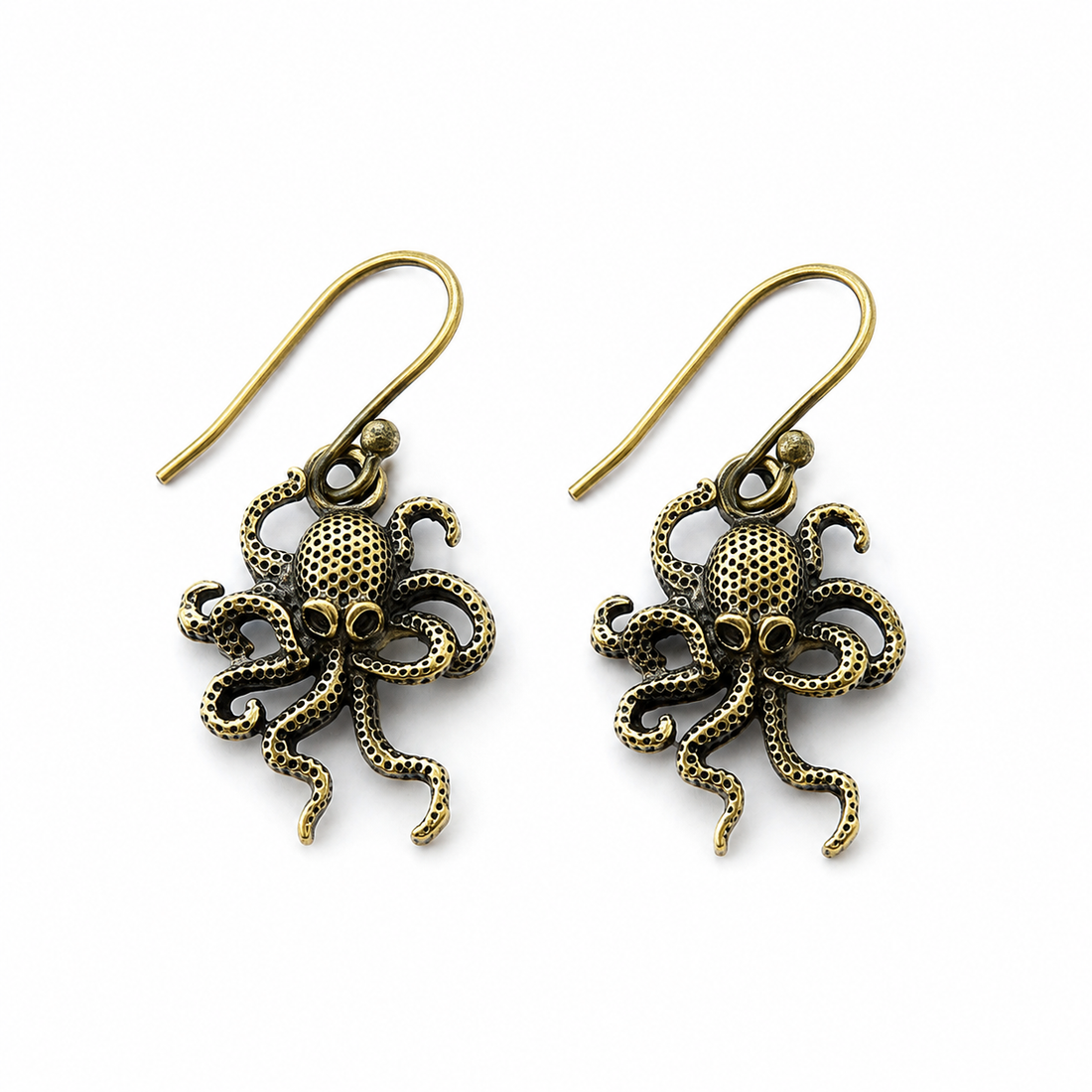 Brass Octopus Statement Earrings