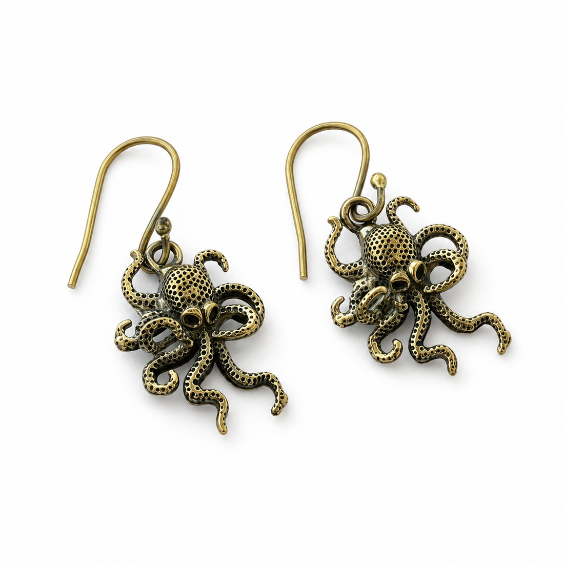 Brass Octopus Statement Earrings