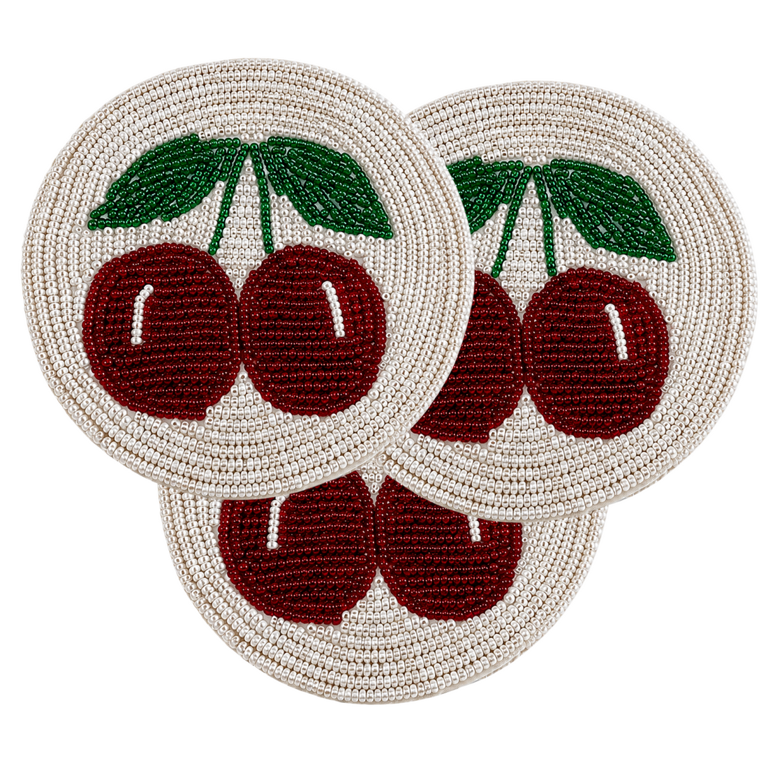 Set of 3 Beaded Cherry Coaster