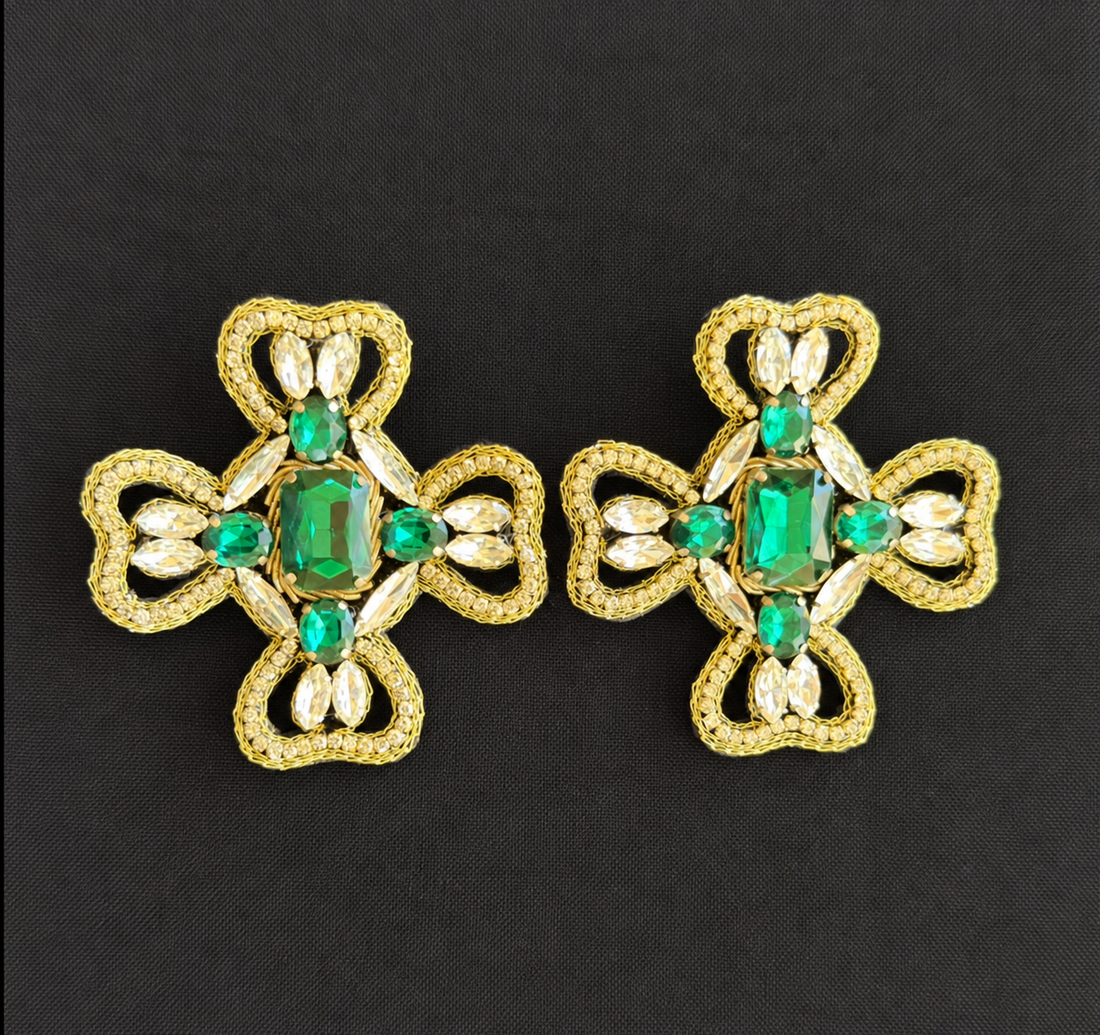 Emerald Queen — Handmade Embellished Statement Earrings