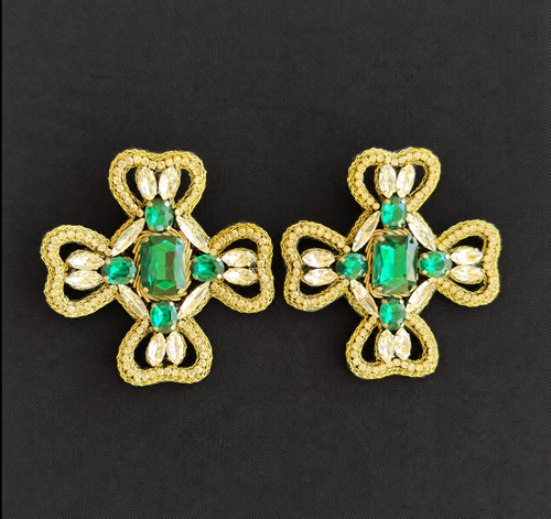 Emerald Queen — Handmade Embellished Statement Earrings
