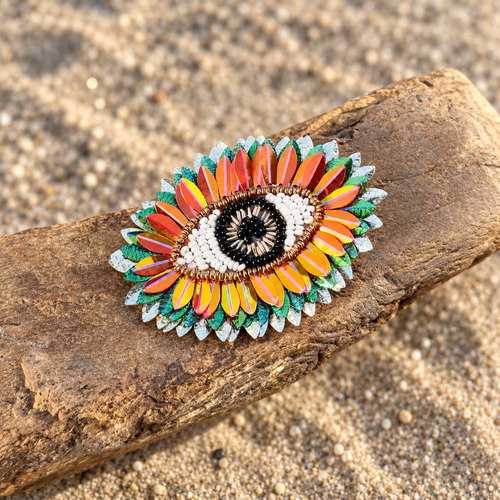 Beaded Eye Statement Brooch