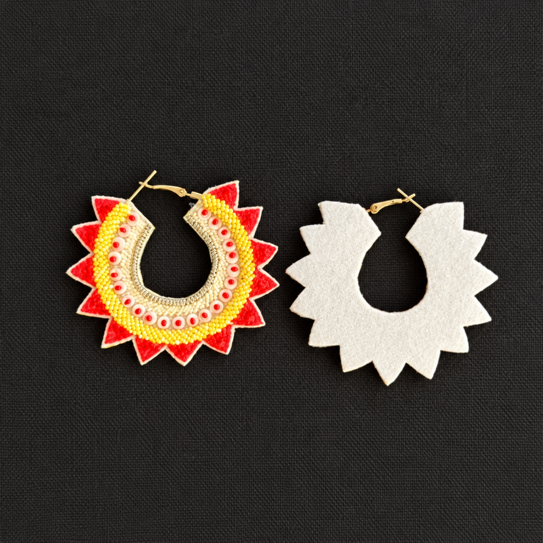 Solar Flare — Handmade Beaded Sunburst Hoop Earrings