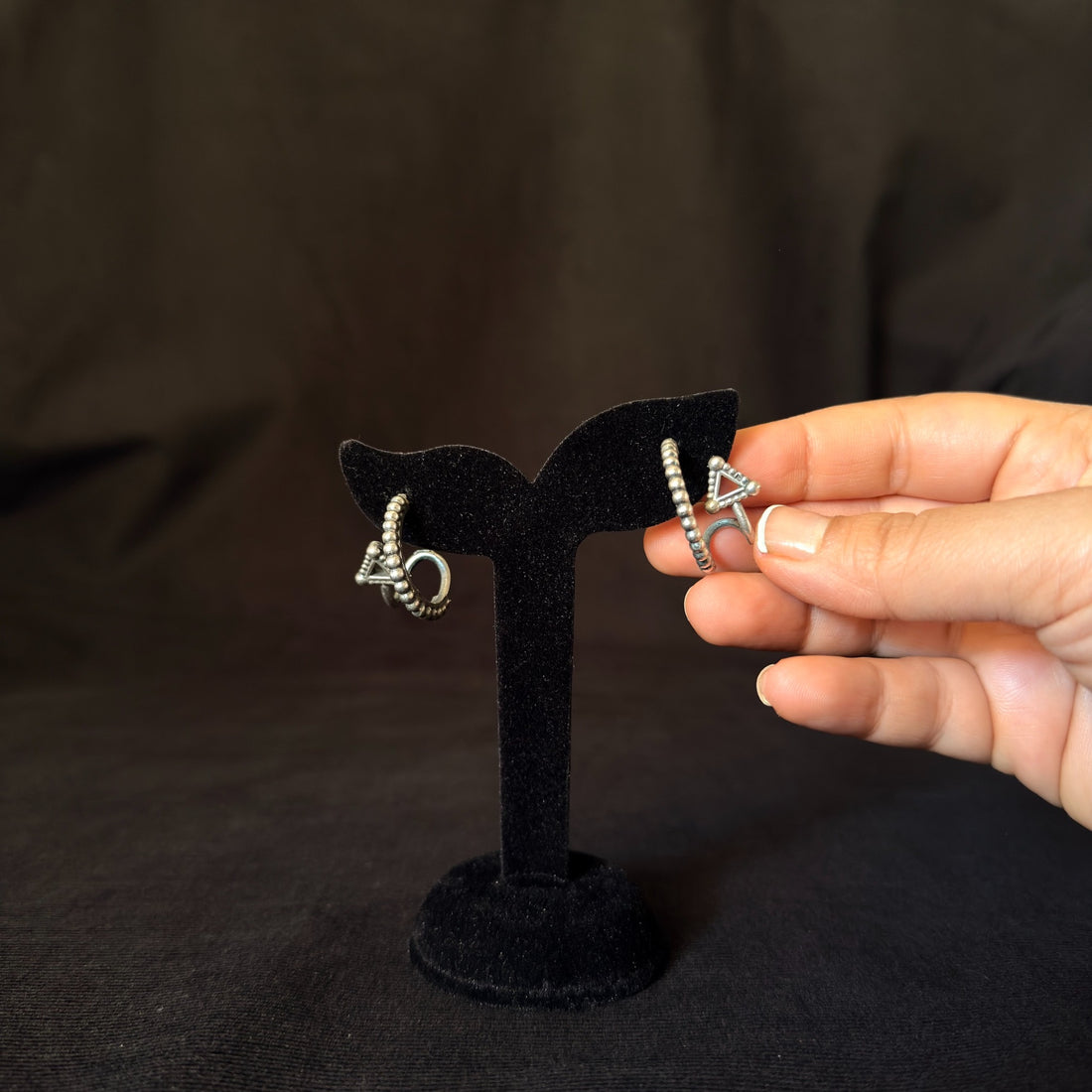 Oxidized brass geometric ear cuff earrings