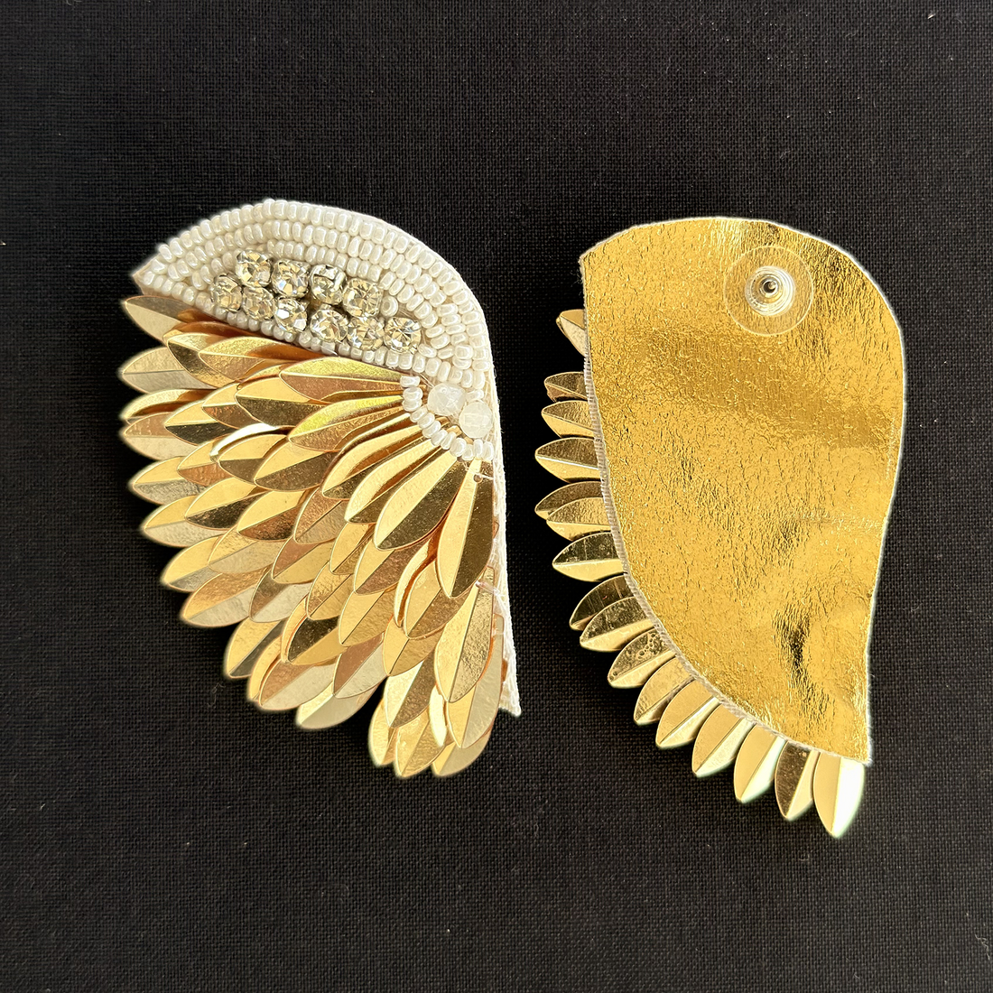 Golden Seraph Wings — Handmade Beaded Statement Earrings
