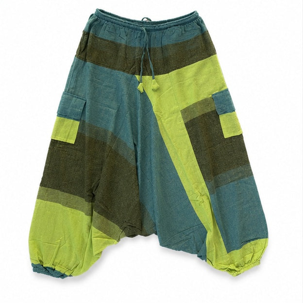 Colorblock Cotton Harem Pants