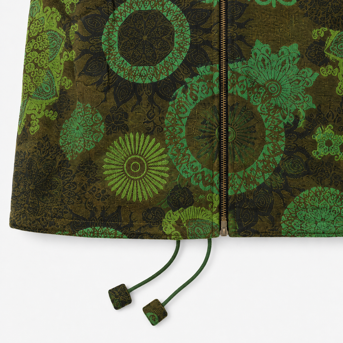 Green Mandala Print Zip-Up Jacket