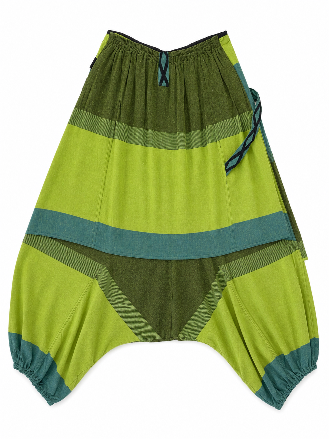 Green Om Patchwork Harem Pants