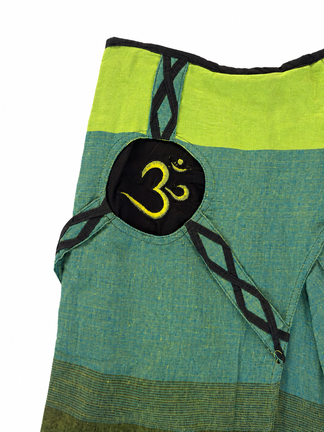 Green Om Patchwork Harem Pants