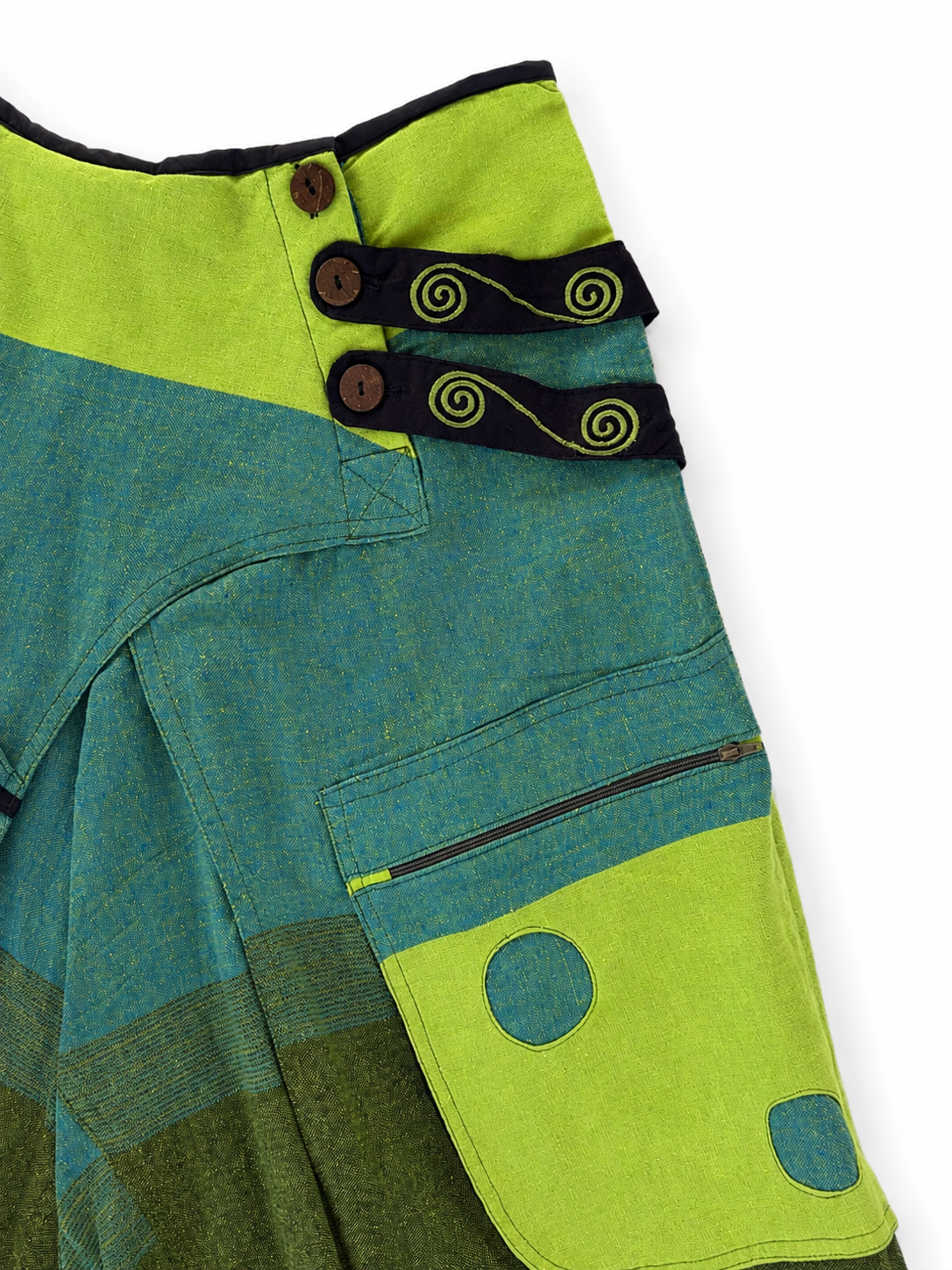 Green Om Patchwork Harem Pants