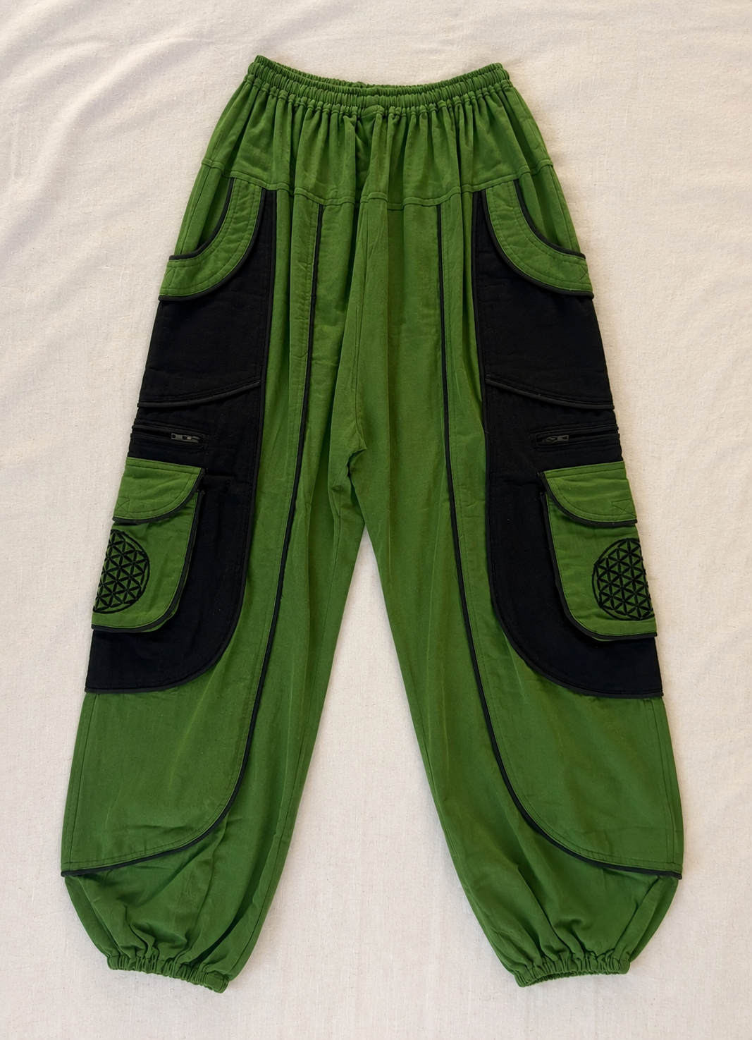 Green Utility Cotton Cargo Pants