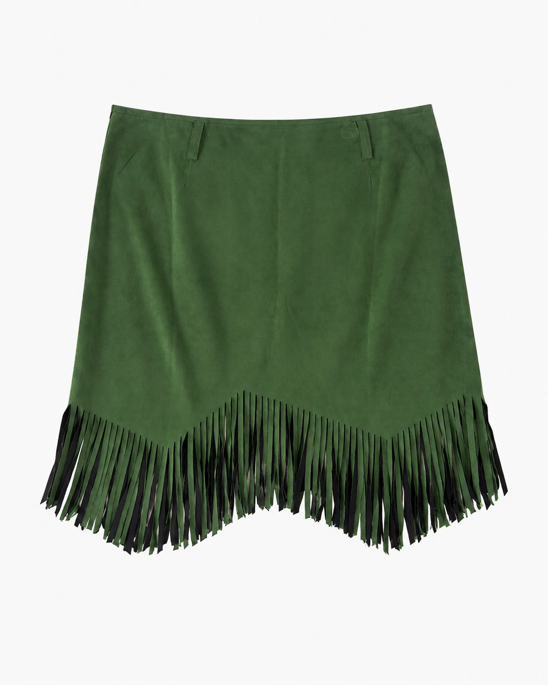 Green Fringe Knee-Length Skirt