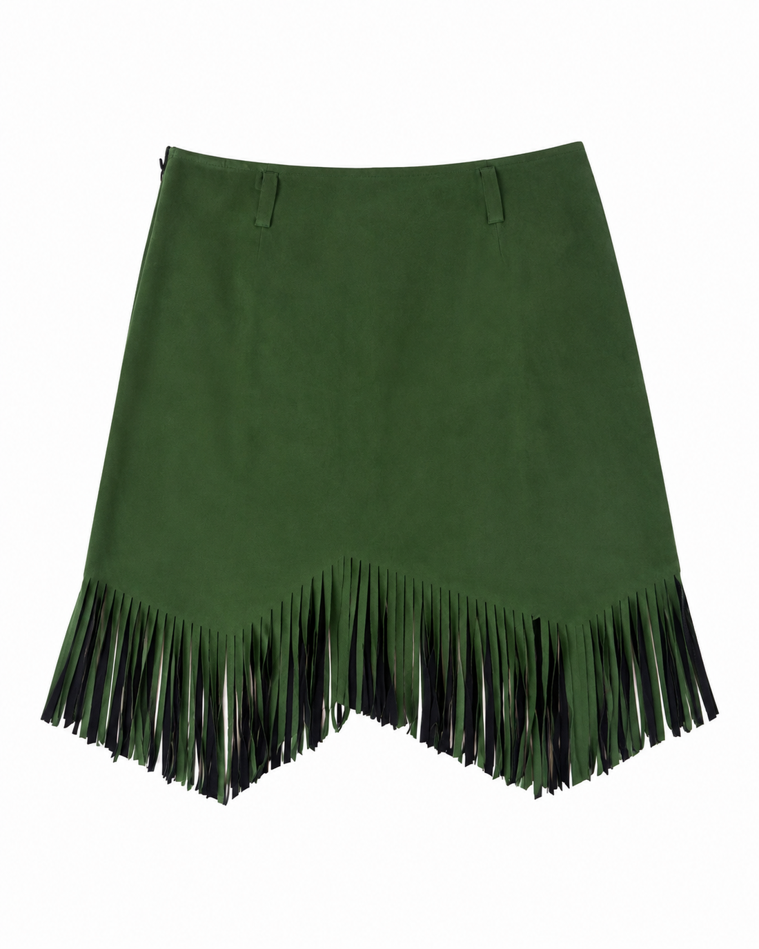 Green Fringe Knee-Length Skirt