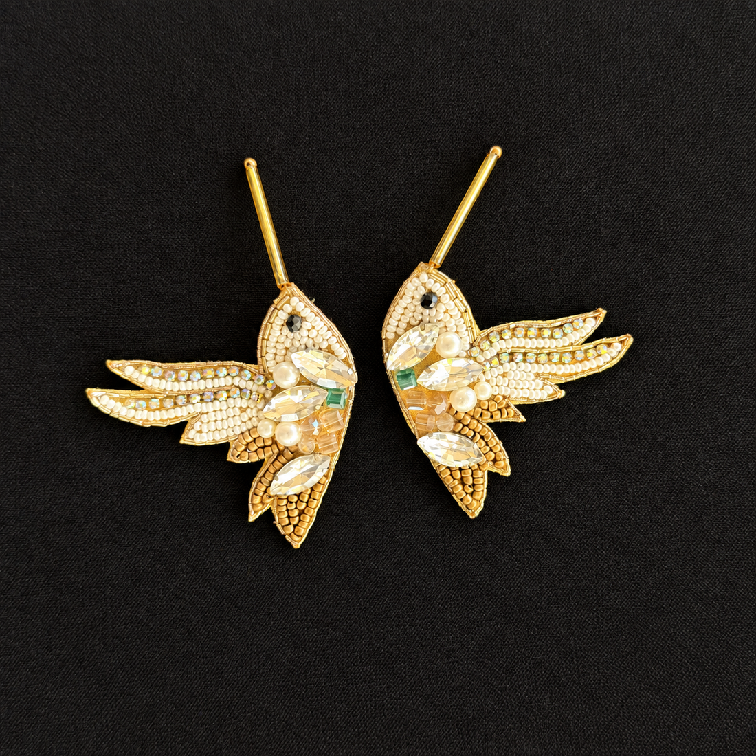 Golden Hummingbirds - Statement Earrings