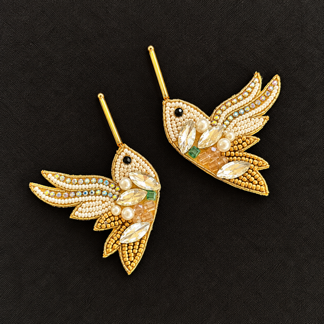 Golden Hummingbirds - Statement Earrings