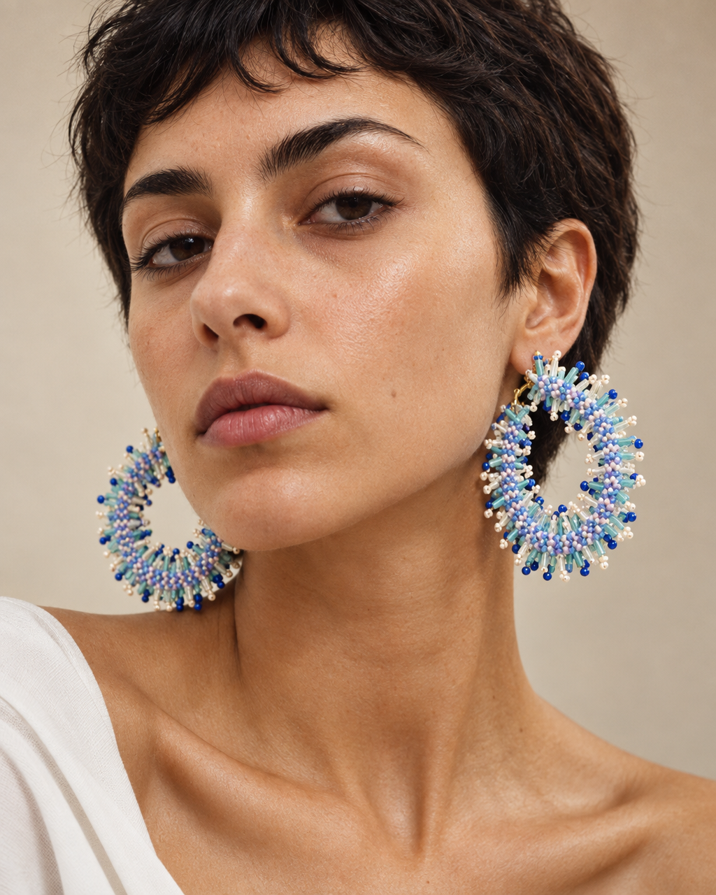 Confetti Orbit — Handmade Beaded Hoop Earrings