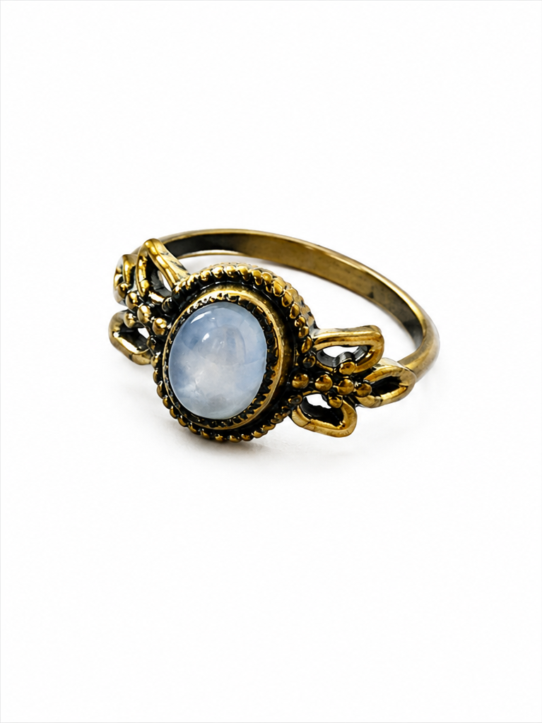 Brass Moonstone Iridescent Statement Ring