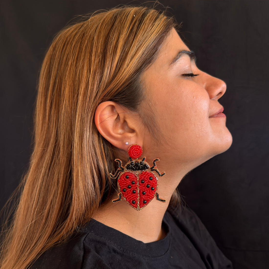 Lucky Ladybug — Handmade Beaded Statement Earrings