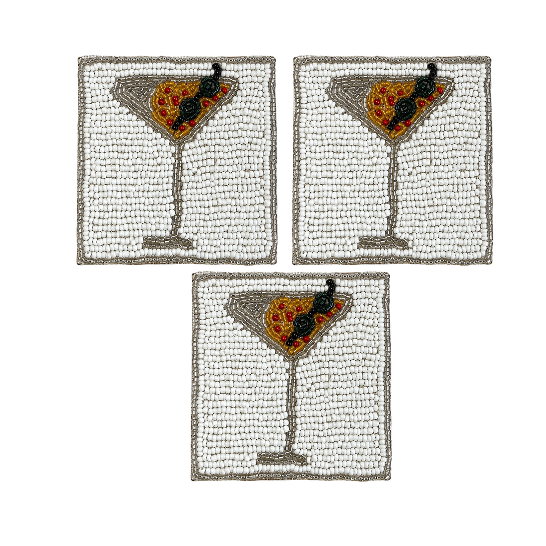 Set of 3 Beaded Martini Coaster