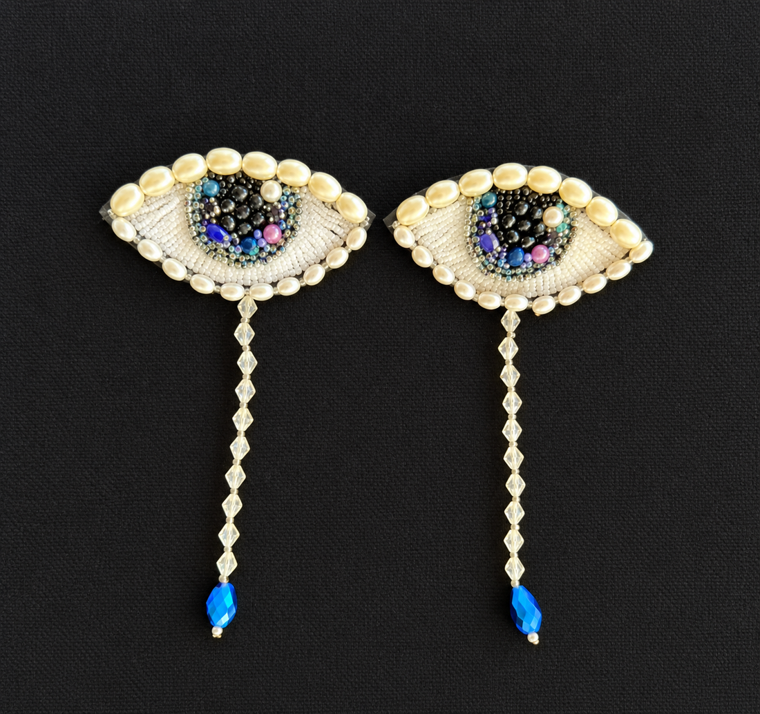 Midnight Gaze — Handmade Beaded Evil Eye Drop Earrings