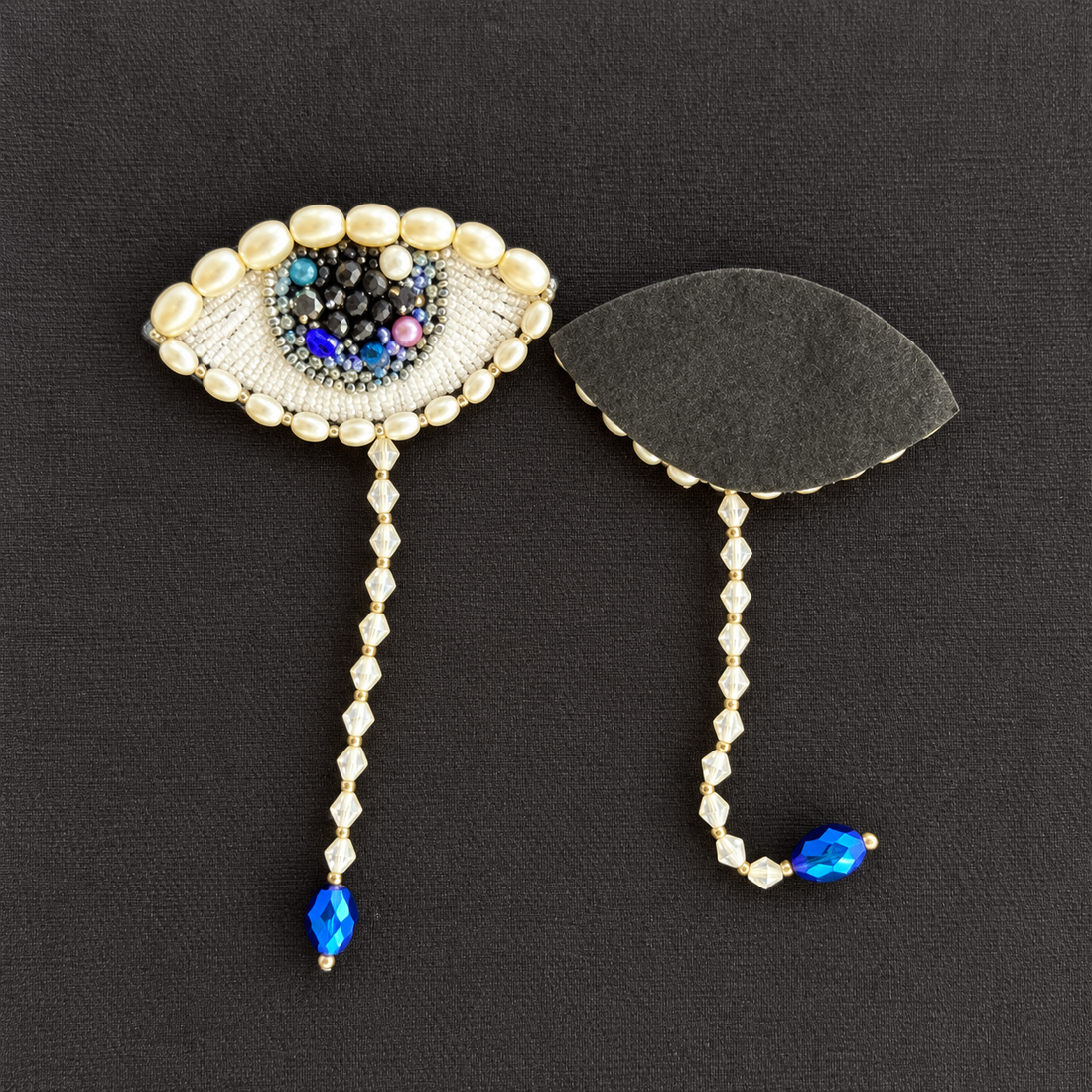 Midnight Gaze — Handmade Beaded Evil Eye Drop Earrings