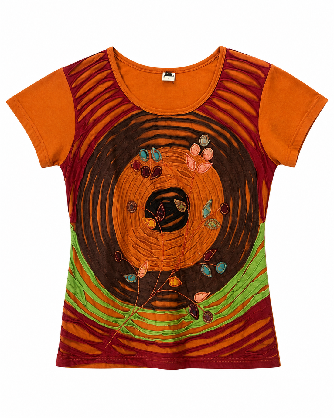 Orange Cutwork Statement Top