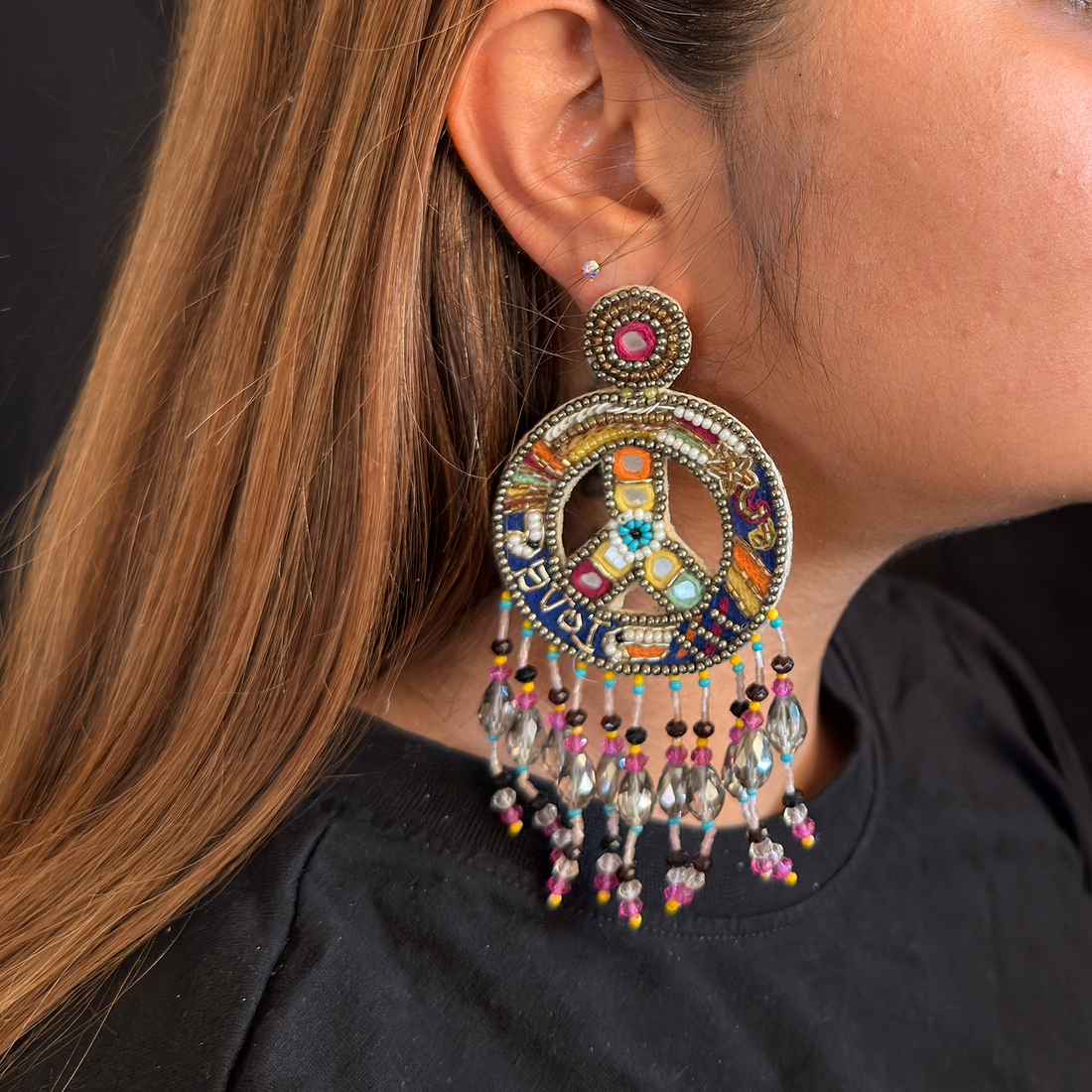 Peace, Love & Chaos — Handmade Beaded Statement Earrings