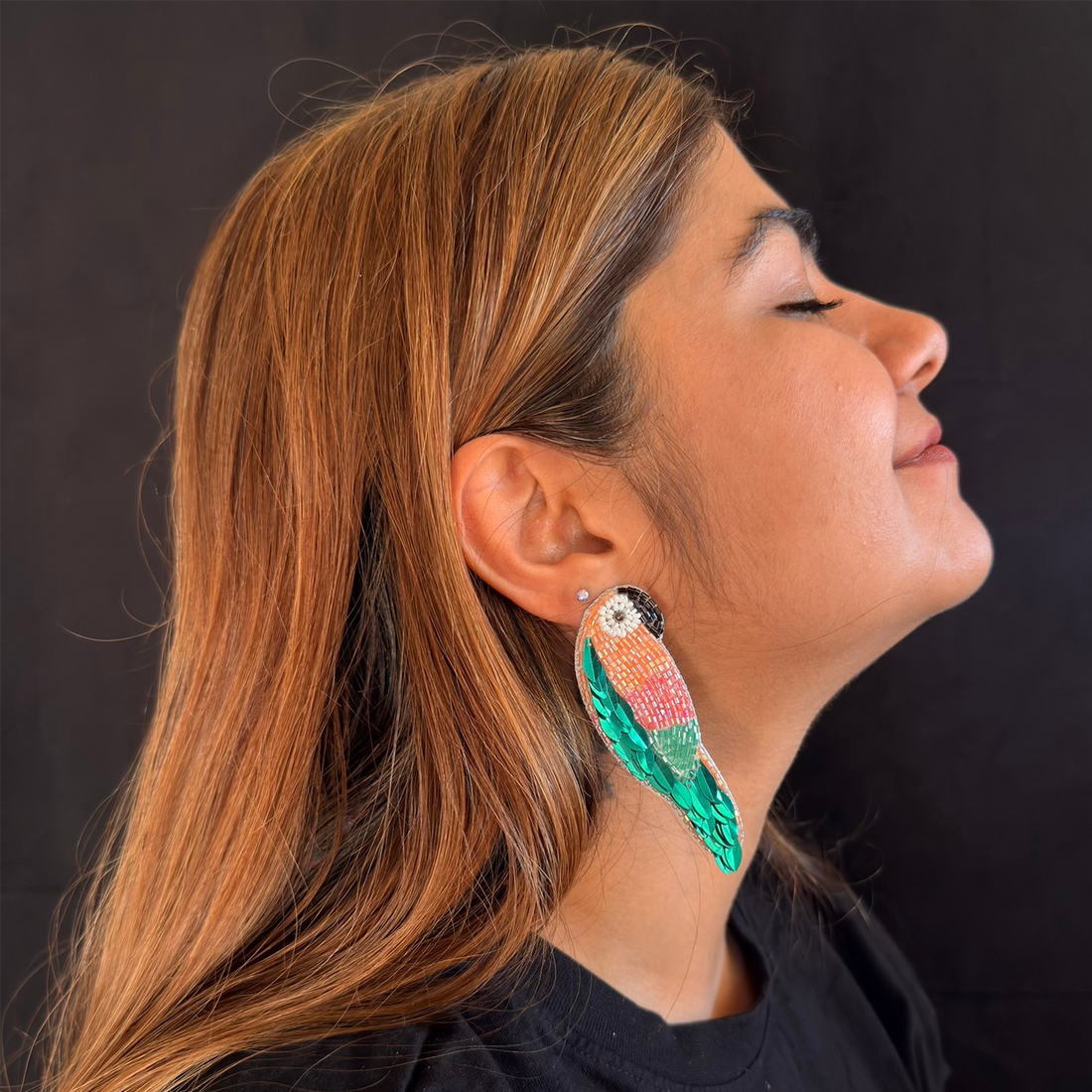Sunset Parrots — Handmade Beaded Statement Earrings