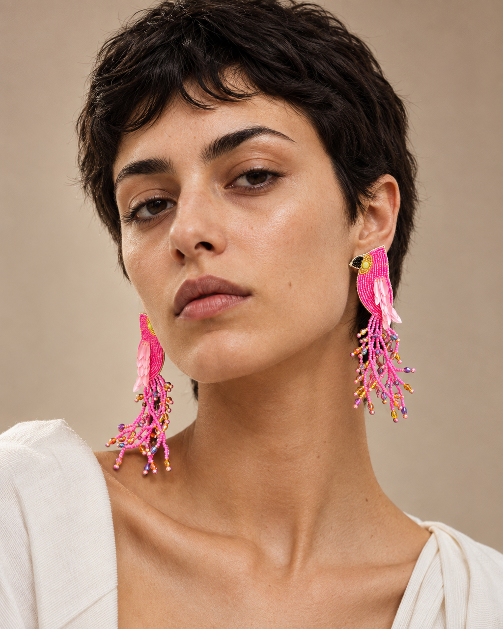 Pink Riot — Beaded Fringe Earrings