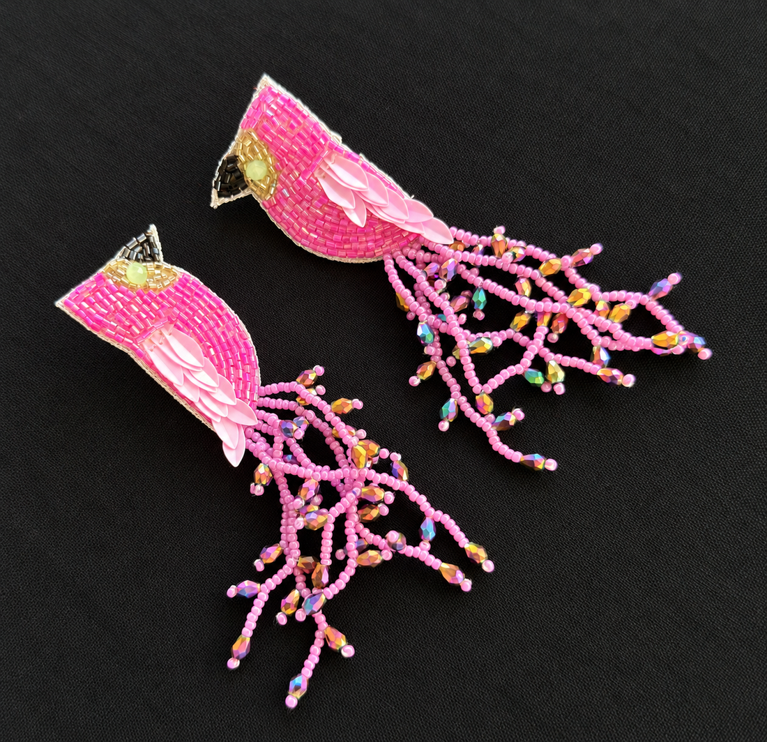 Pink Riot — Beaded Fringe Earrings