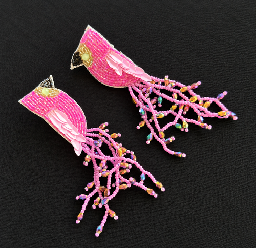 Pink Riot — Beaded Fringe Earrings