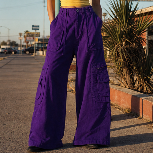 Wide-Leg Utility Cargo Pants