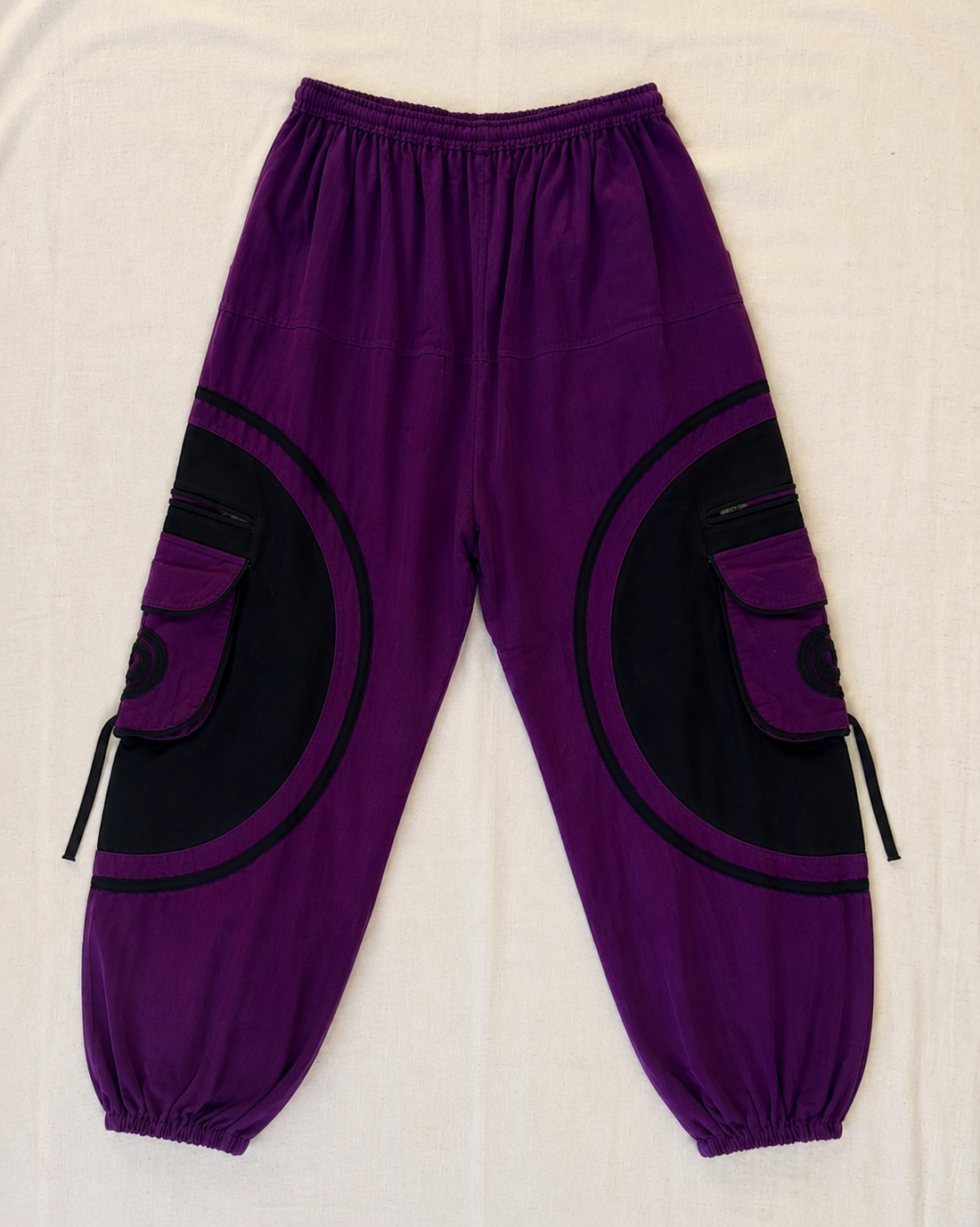 Purple & Black Cotton Pants