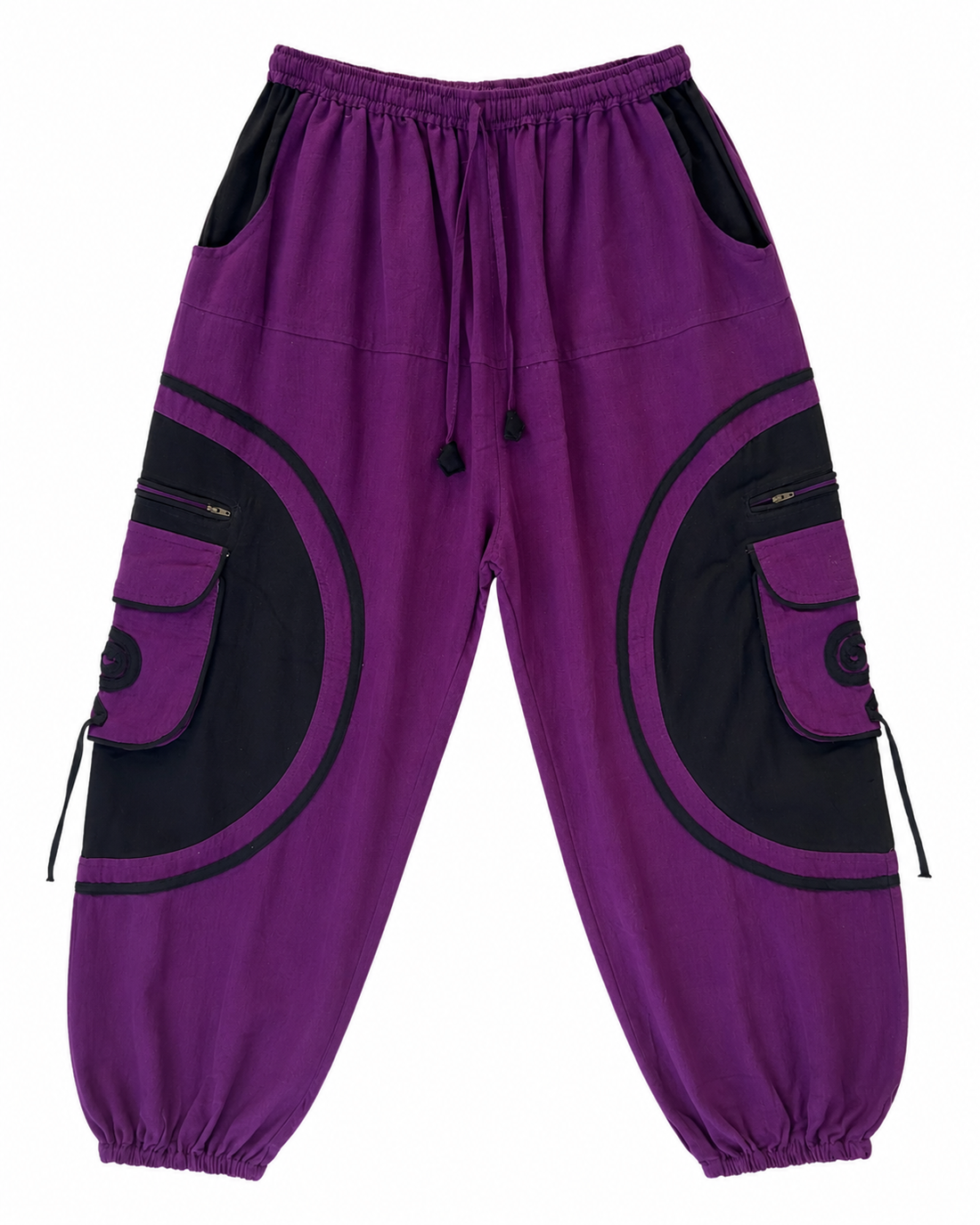 Purple & Black Cotton Pants