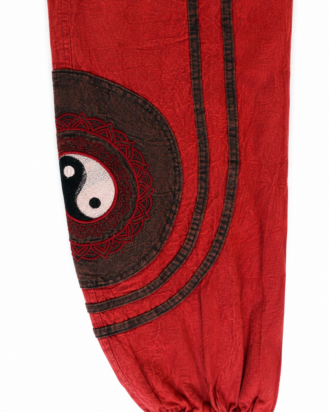 Red Cotton Peace Jogger Pants