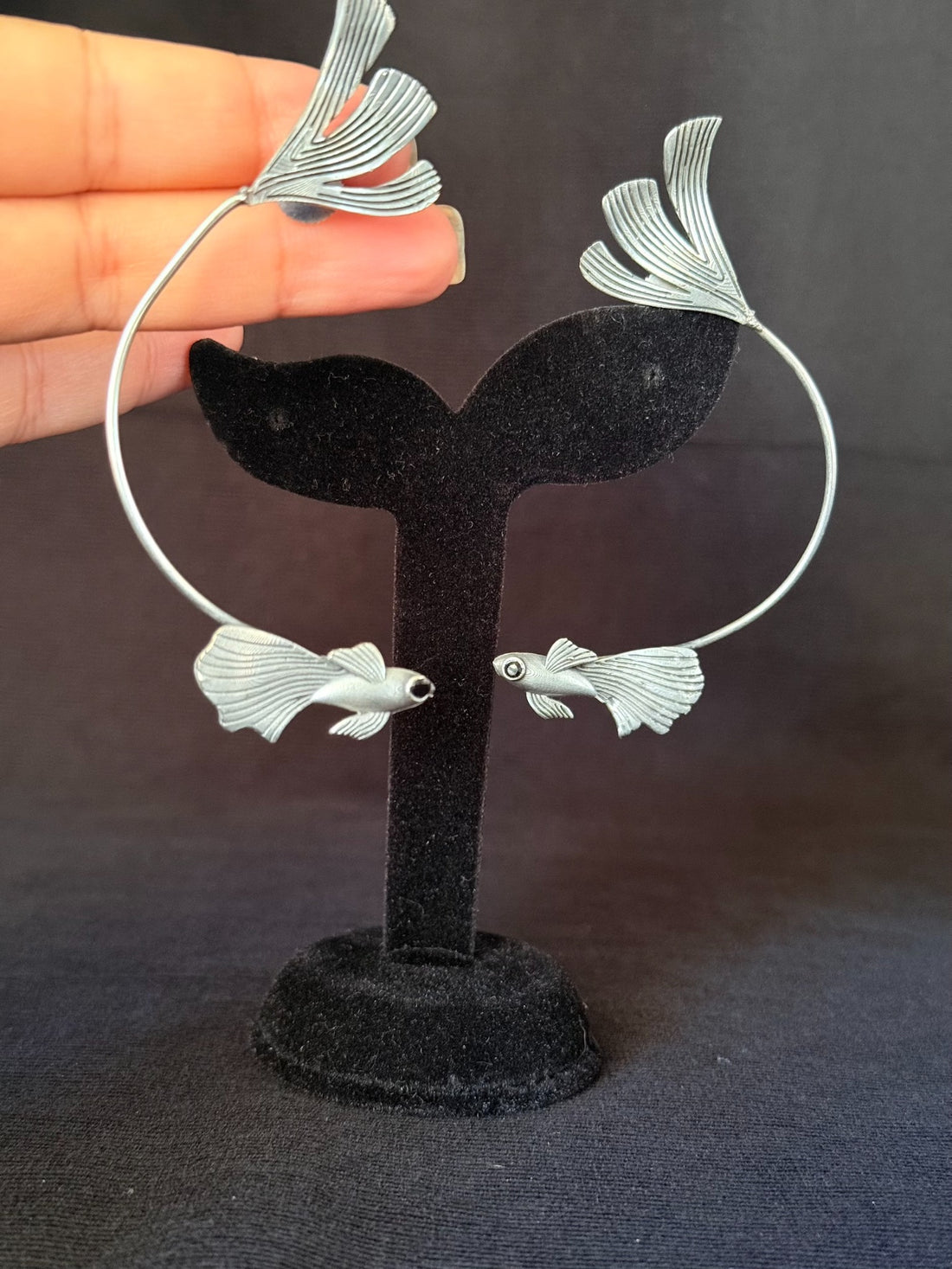 Twin fish hoop earrings