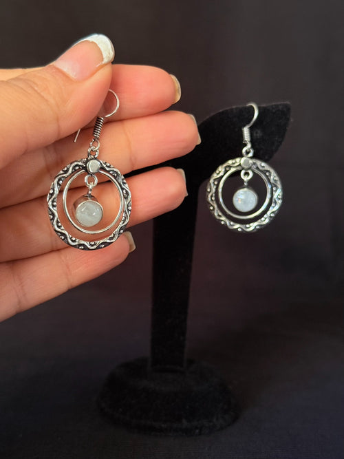 Orbit stone drop earrings