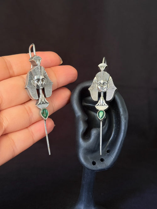 Pharaoh green stone drop earrings