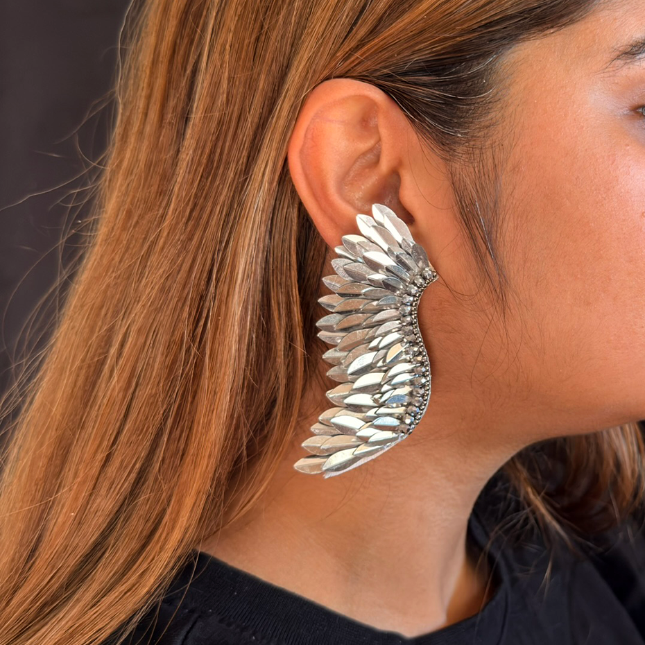 Celestial Wings — Handmade Iridescent Statement Earrings