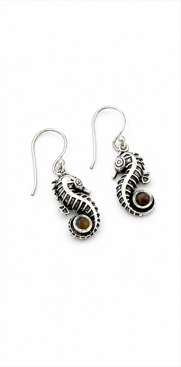 Silver-Tone Seahorse Statement Earrings