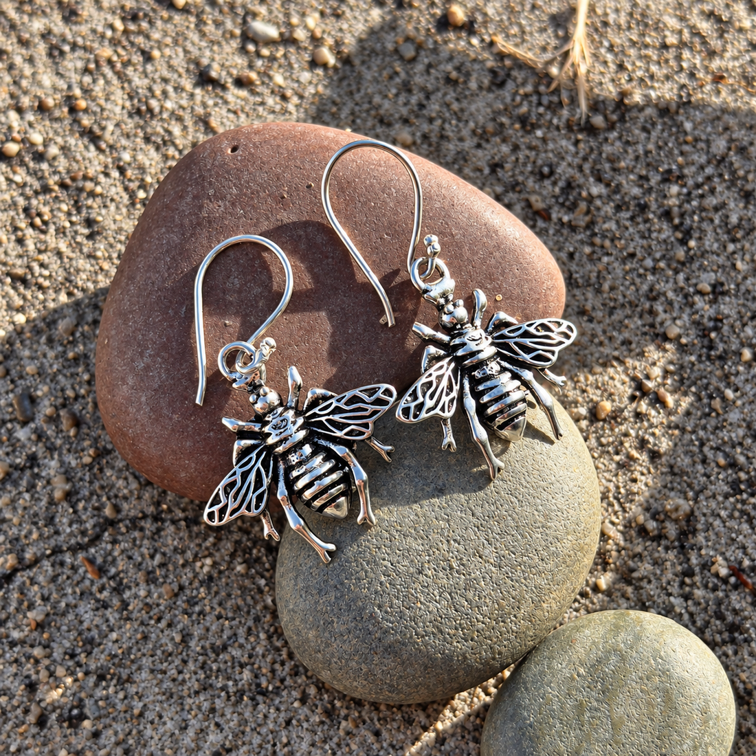 Silver-Tone Bee Statement Earrings