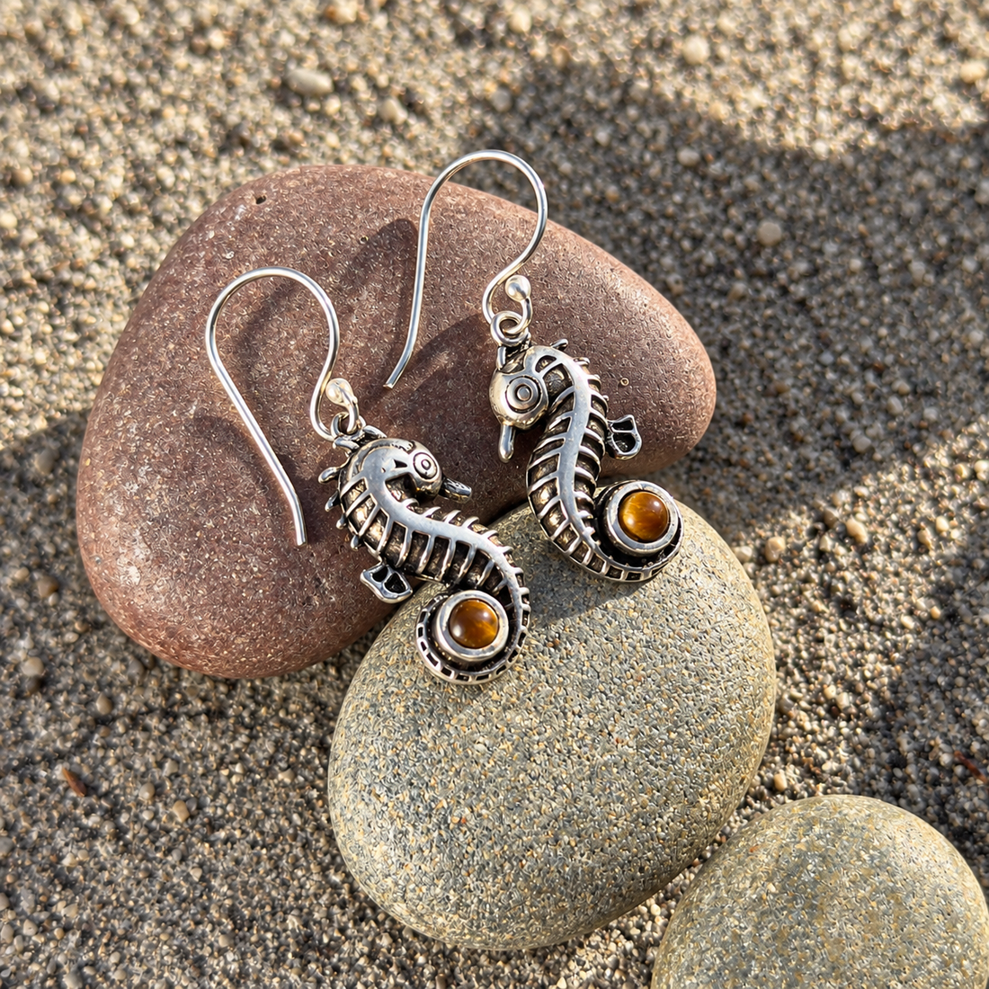 Silver-Tone Seahorse Statement Earrings