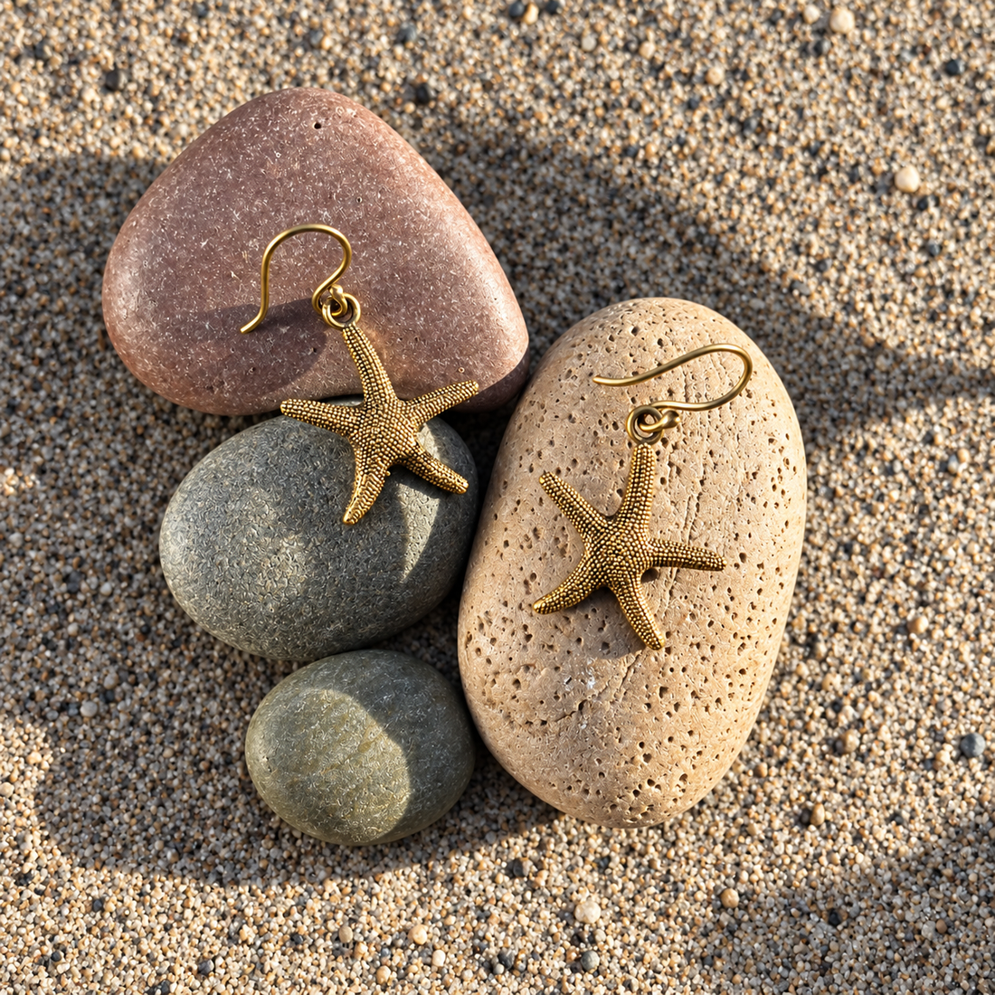 Brass Starfish Statement Earrings