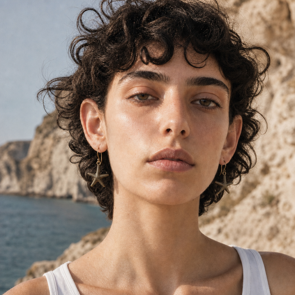 Brass Starfish Statement Earrings