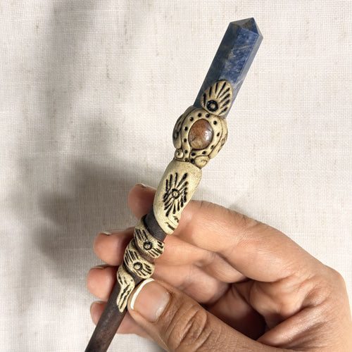 Crystal pencil wooden hair stick