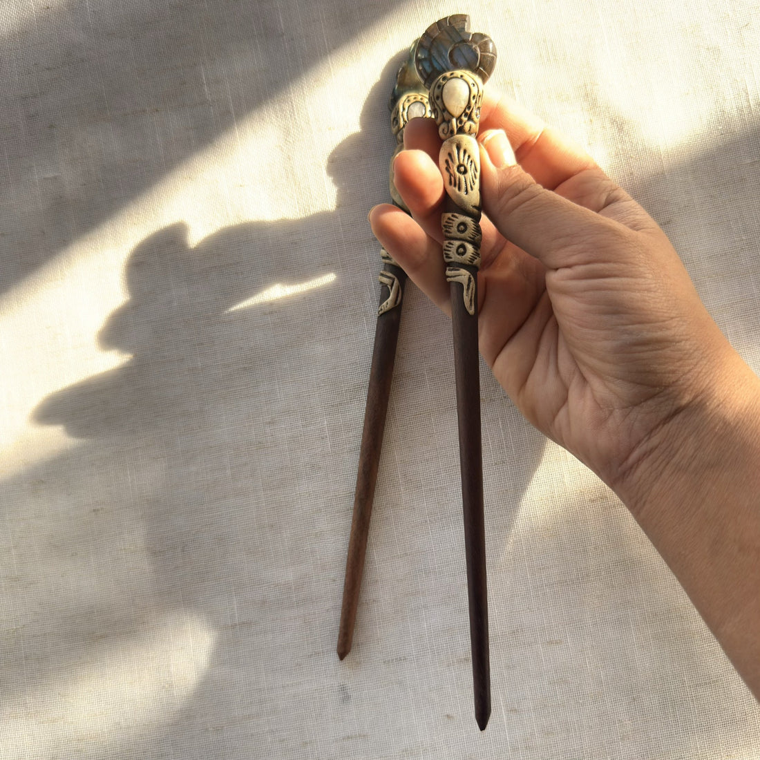 Labradorite boulder hair sticks