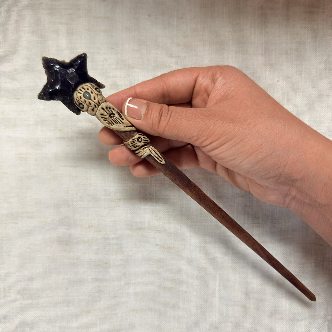 Dark star wooden hair stick